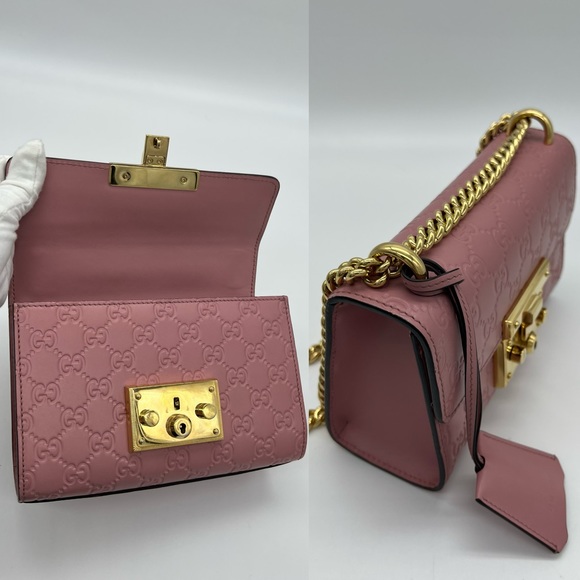 ❌SOLD❌Authentic Gucci pink Guccissima small padlock chain bag - Picture 5 of 16